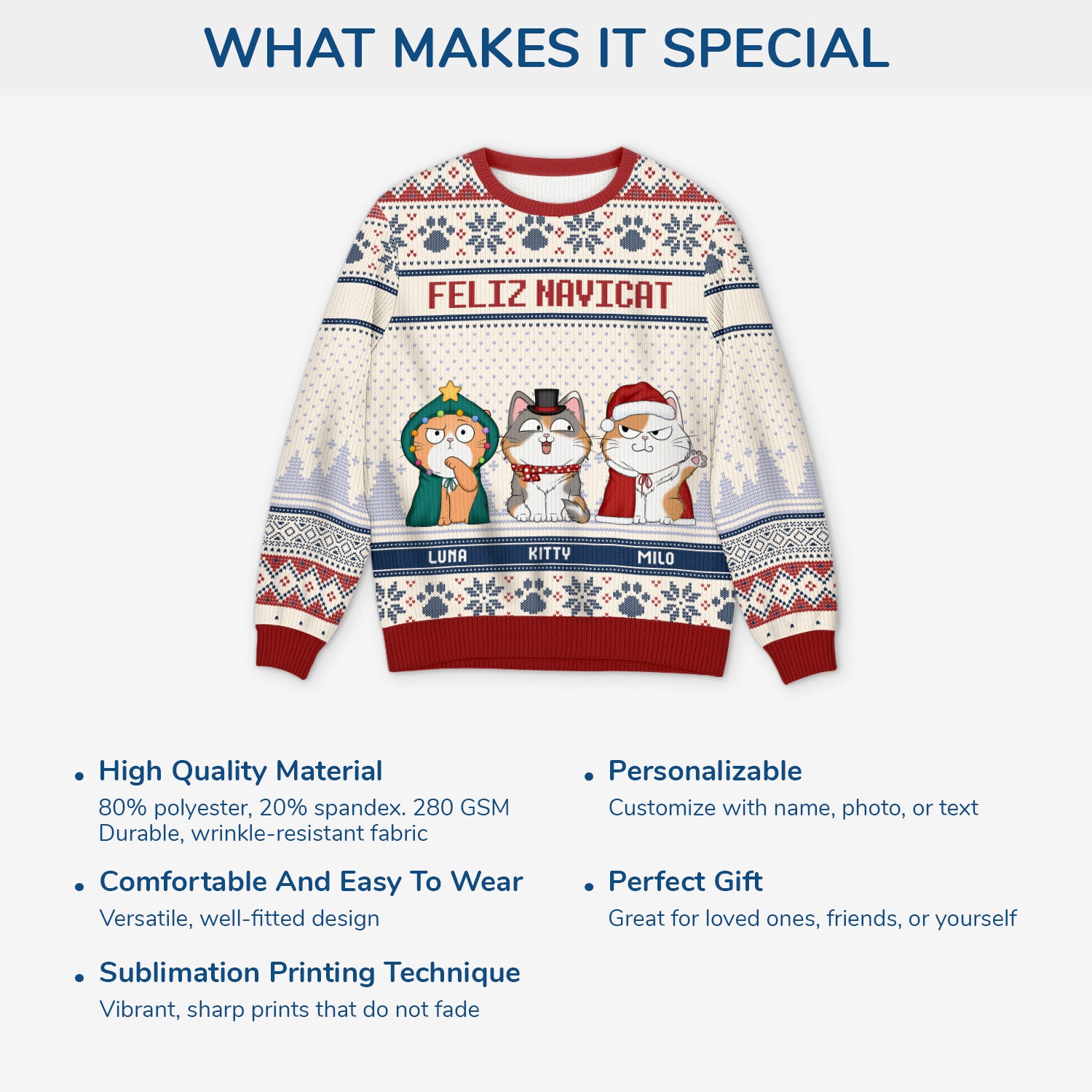 5666WUS5 custom gifts for cat lovers cat ugly christmas sweater 5666W6TMD