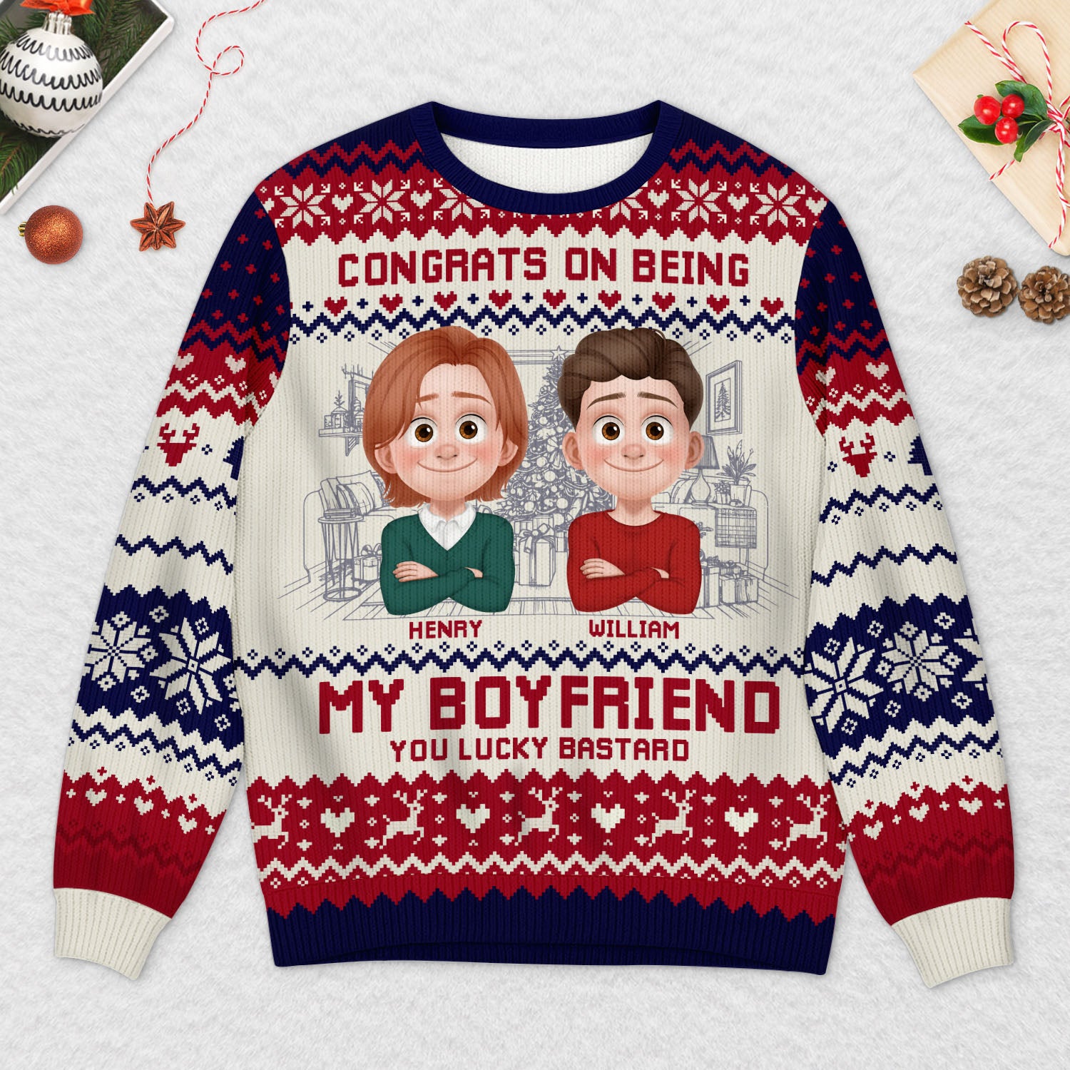 5667WUS2 personalized husband gifts funny ugly christmas sweater couples 5667W6QQG