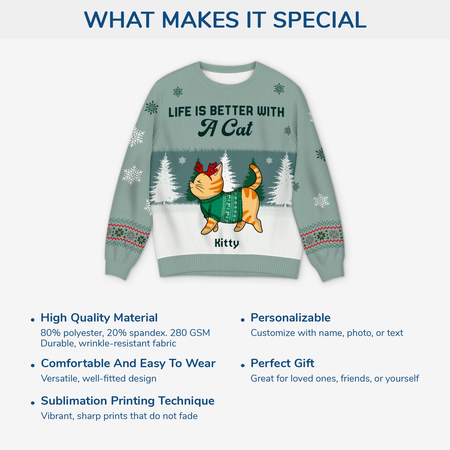 5729WUK5 custom cat ugly christmas sweater life is better with a cat 5729WTZCD
