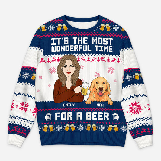5735WUK1 personalised it the most wonderful time for a beer ugly christmas sweater for dog mum 5735W3IZC