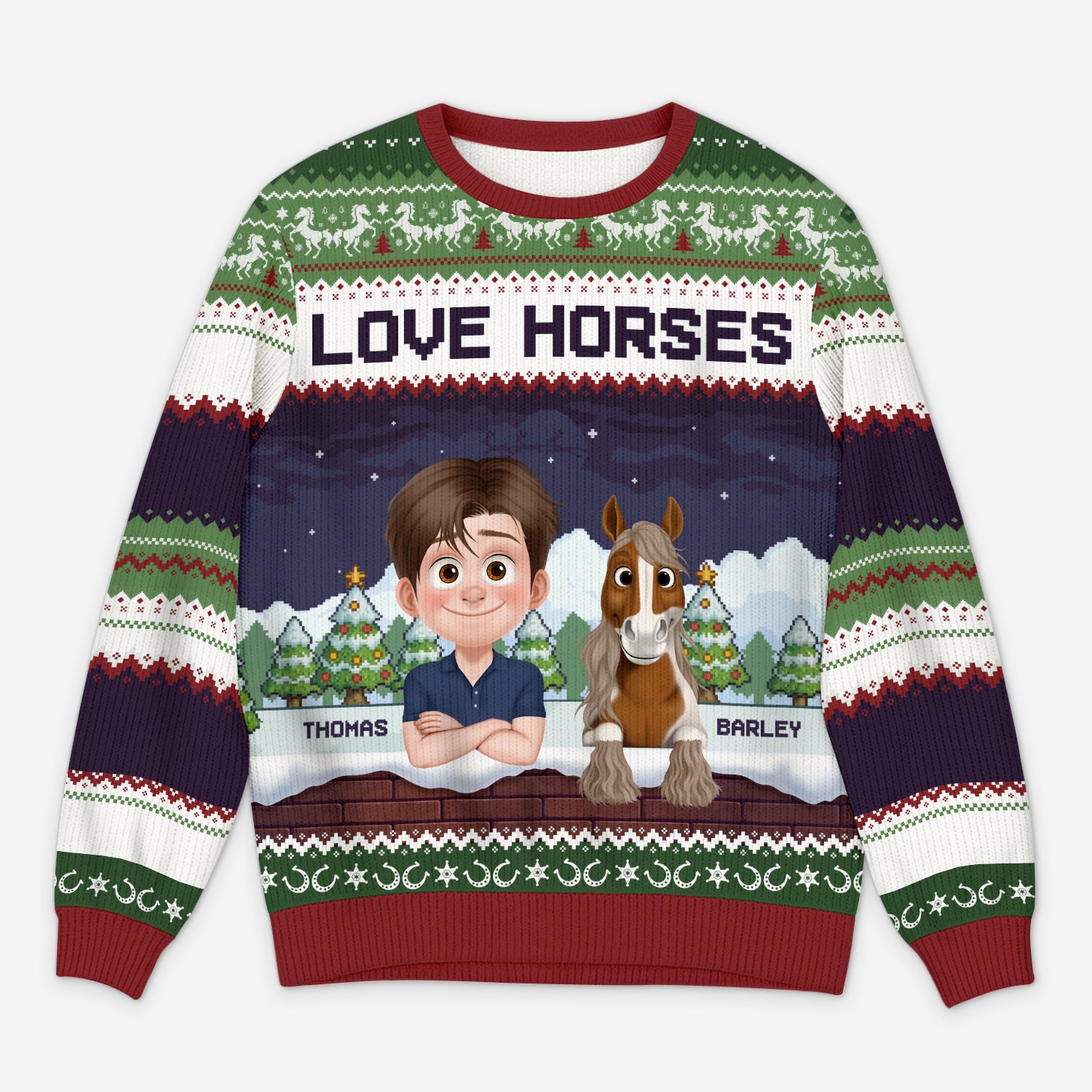 5742WUS1 personalized gifts for horse lovers ugly christmas sweater 5742W3FZU