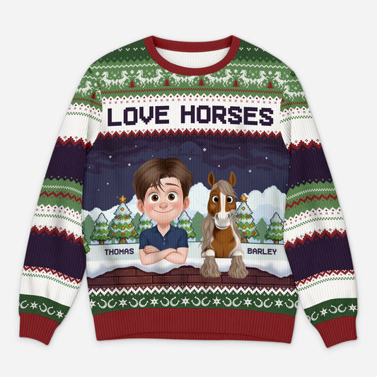 5742WUS1 personalized gifts for horse lovers ugly christmas sweater 5742W3FZU