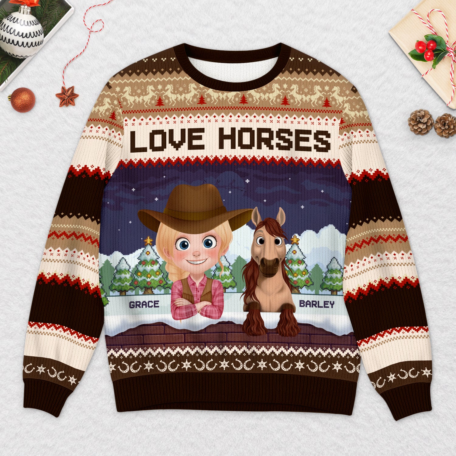 5742WUS2 personalized gifts for horse lovers ugly christmas sweater 5742W3FZU