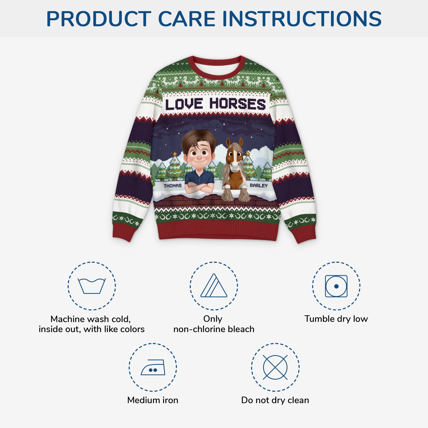 5742WUS4 personalized gifts for horse lovers ugly christmas sweater 5742W3FZU