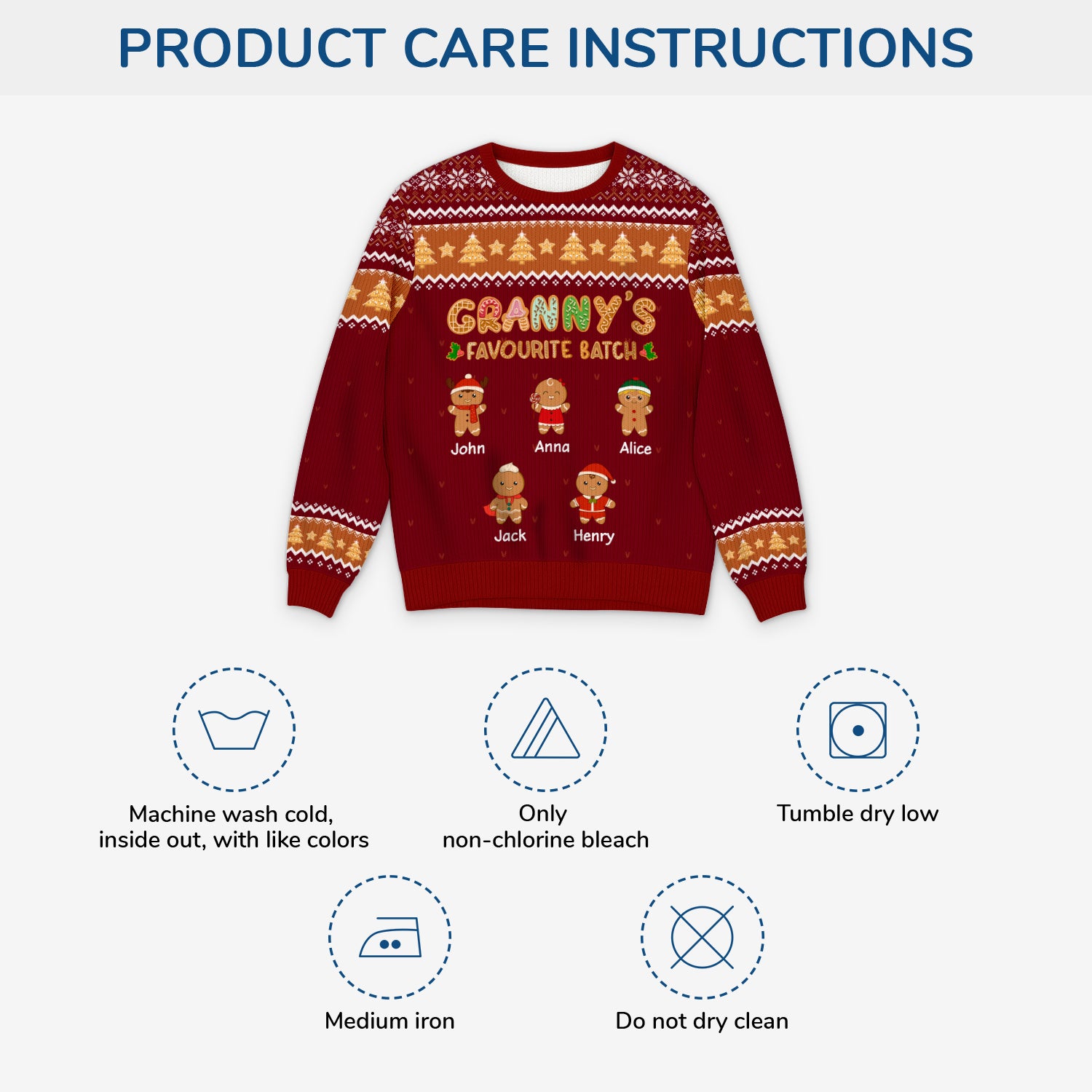 5764WUK4 custom gifts for grandparents gingerbread man ugly christmas sweater 5764WKZZA