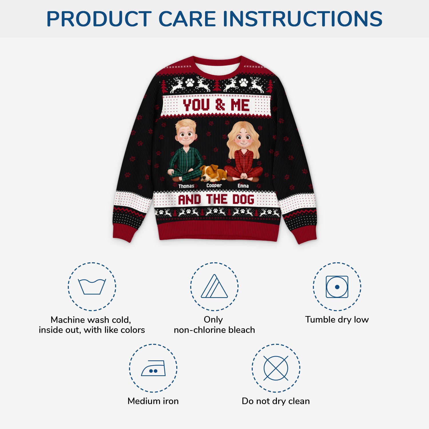 5766WUS4 custom gifts for dog lovers couple with dog ugly christmas sweater 5766WKLZC