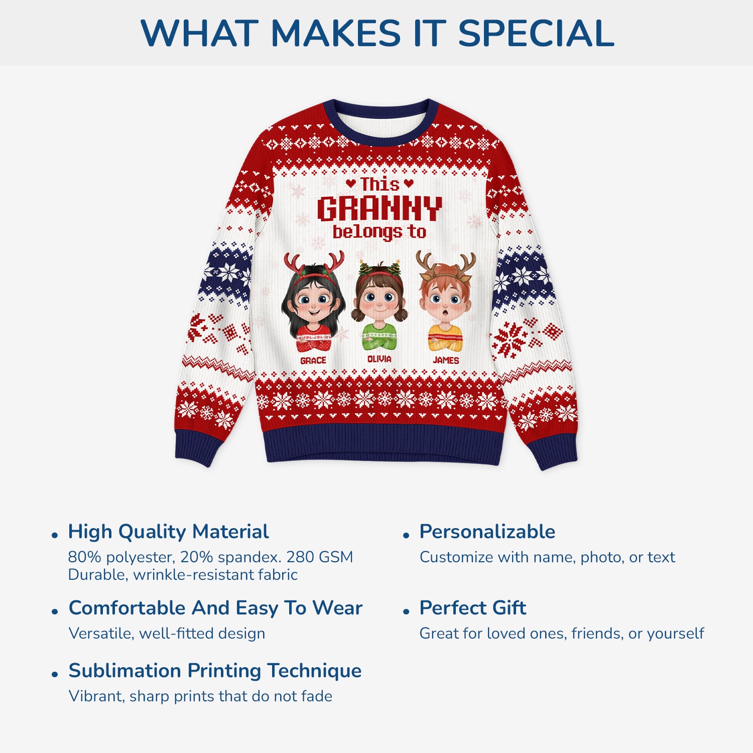 5779WUK5 custom grandparent gifts ugly christmas sweater with grandkids names 5779W8YNA
