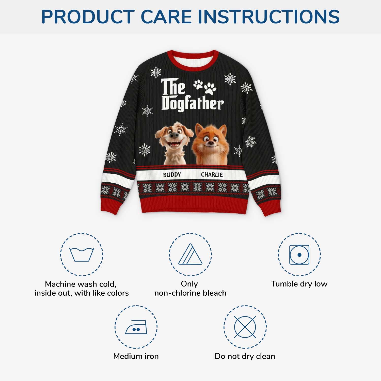 5782WUS4 custom dog gifts for humans the dogfather ugly christmas sweater 5782WKFCC