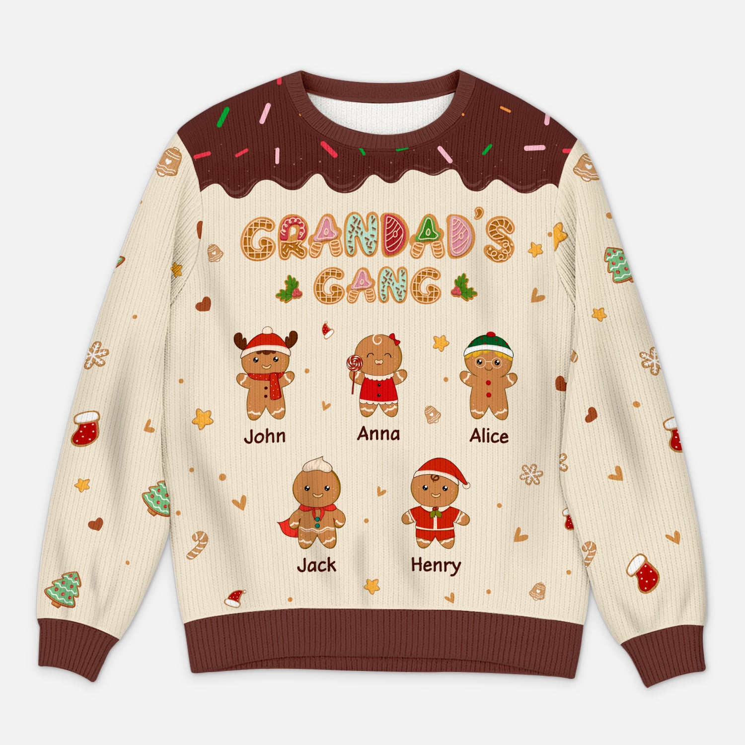 5790WUK1 personalized parent gifts gingerbread man ugly christmas sweater 5790W3YZB