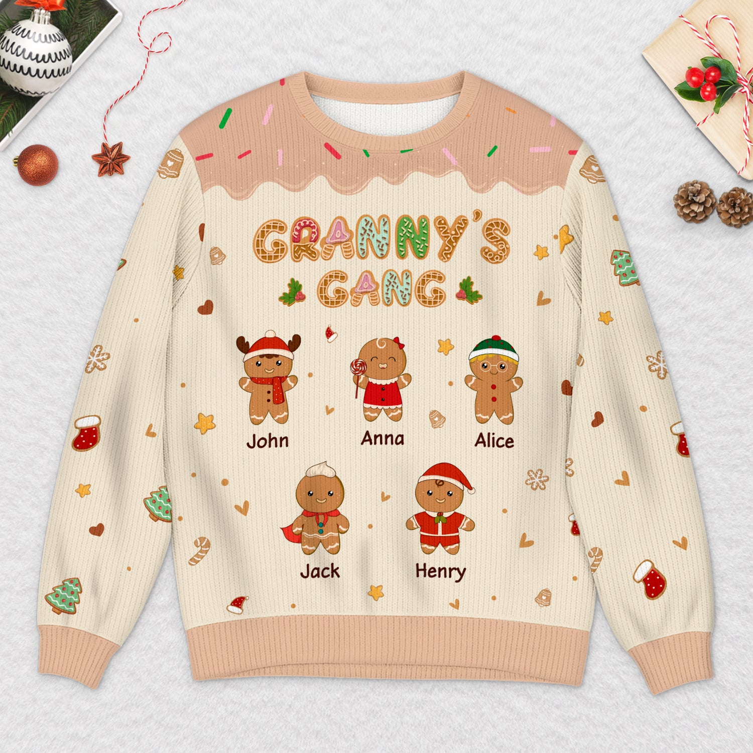 5790WUK2 personalized parent gifts gingerbread man ugly christmas sweater 5790W3YZB