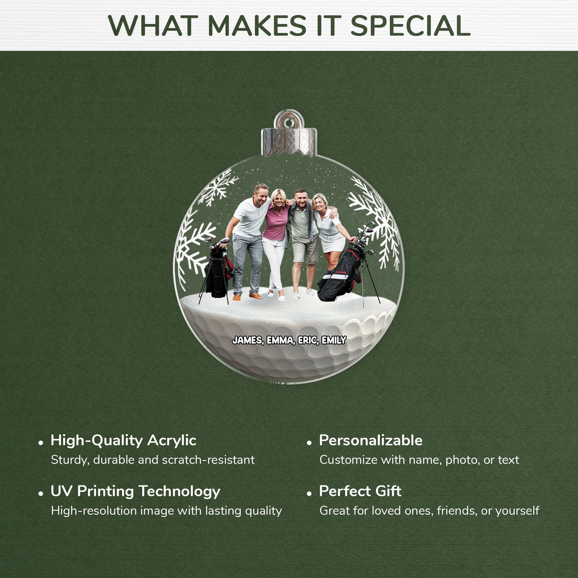 5800OUK4 personalized golf gifts acrylic christmas ornament with photo 5800OKZCB