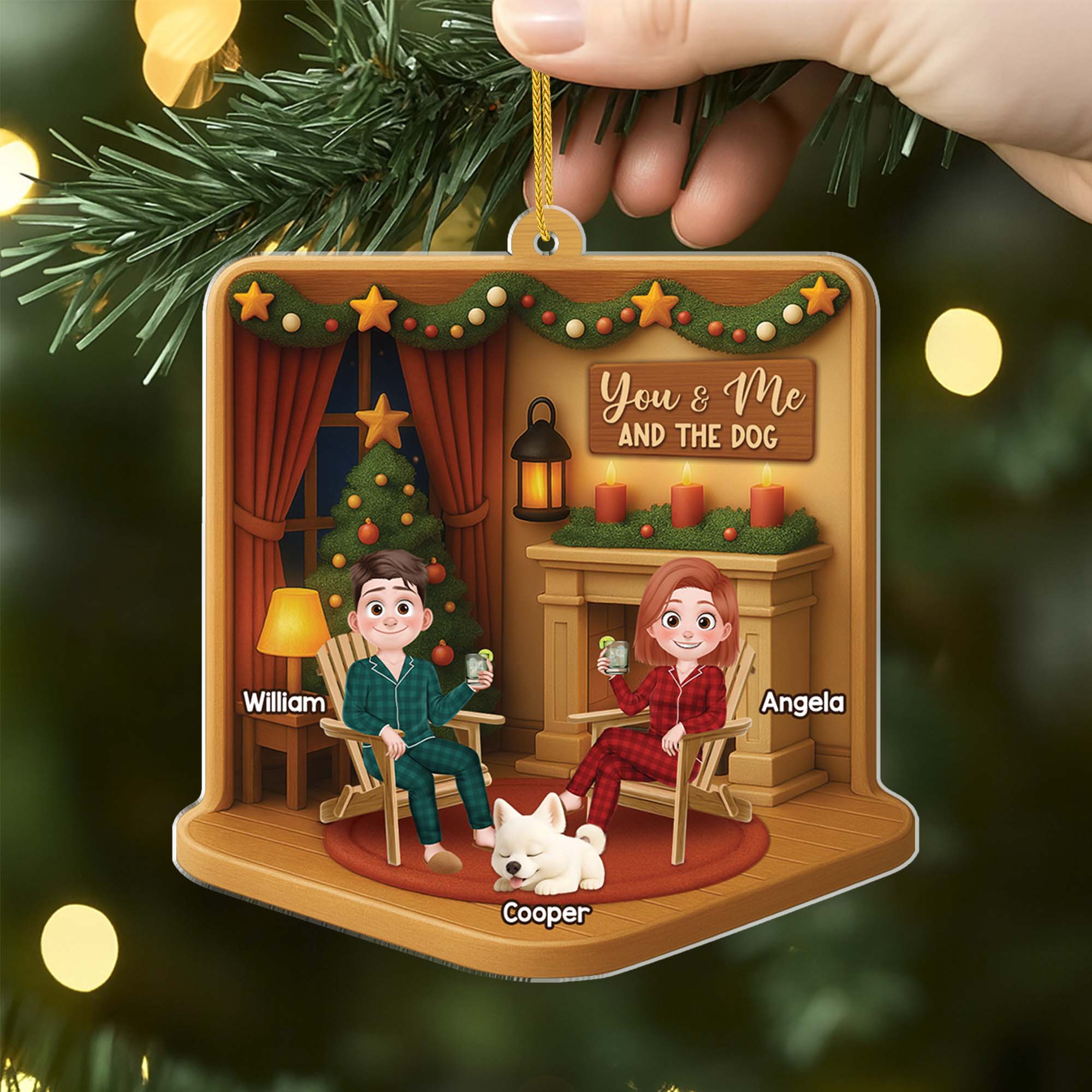 5804OUS2 3d printing effect couple with dog ornament_ custom acrylic xmas ornaments 5804OKQQC