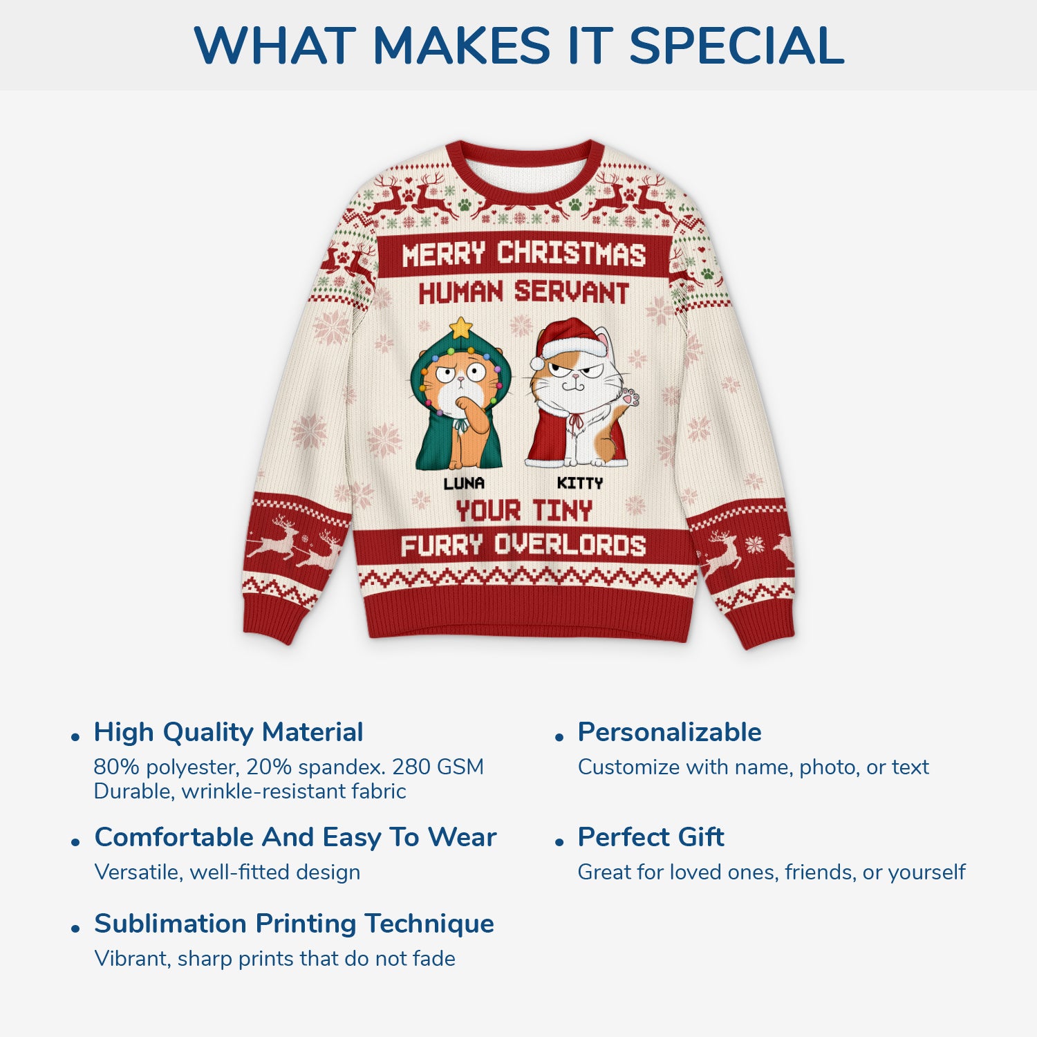 5819WUK5 custom cat ugly christmas sweater merry christmas human servant 5819W6ZZD