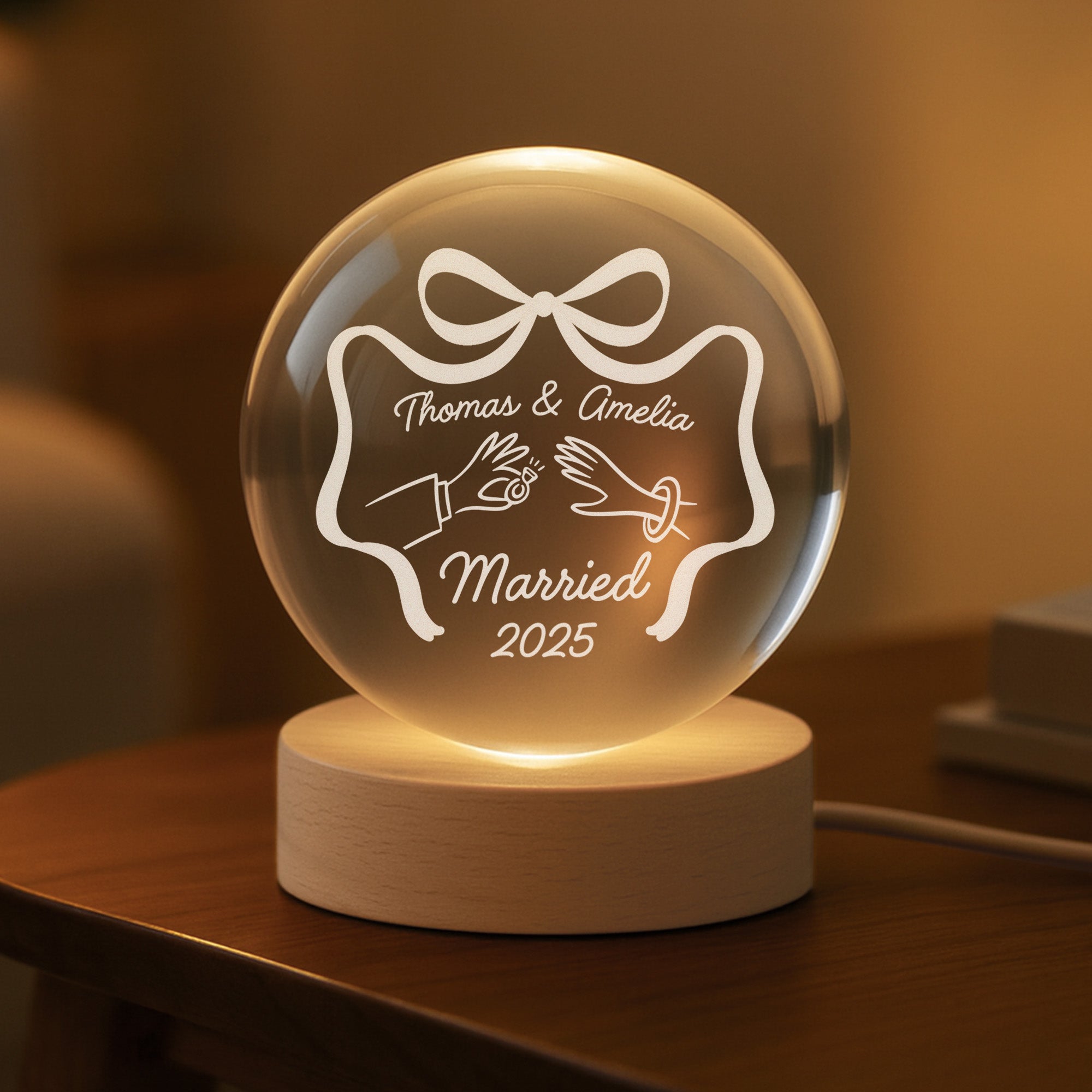 5820LUS2 engaged crystal ball lamp personalized engagement gifts for couples 5820LTLZG