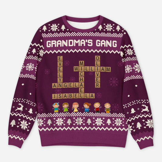 5823WUS1 custom grandparent gifts crossword ugly christmas sweater with names 5823W3LQA_1