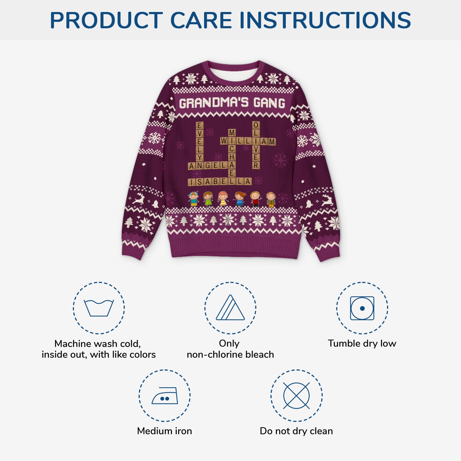 5823WUS1 custom grandparent gifts crossword ugly christmas sweater with names 5823W3LQA_4