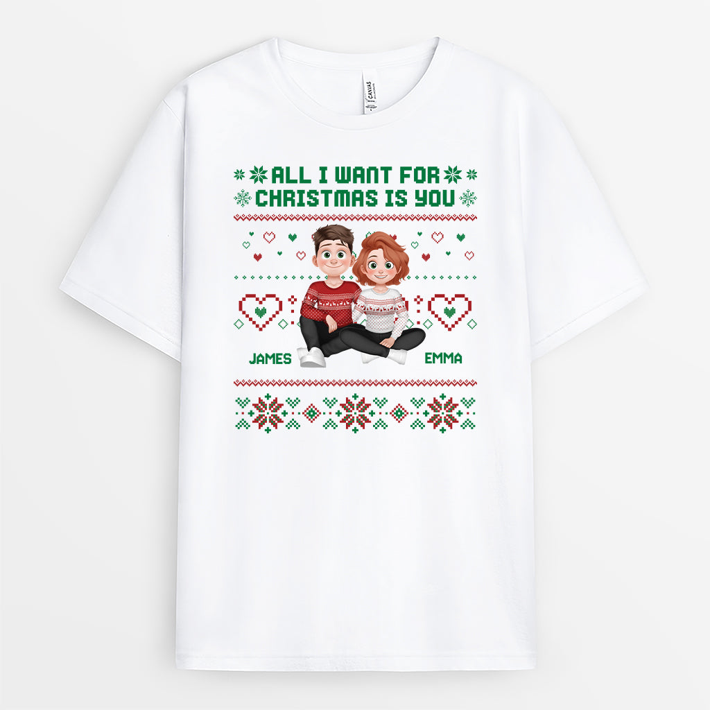 5860AUK1 all i want for christmas is you shirt custom gifts for couples 5860AKZNG