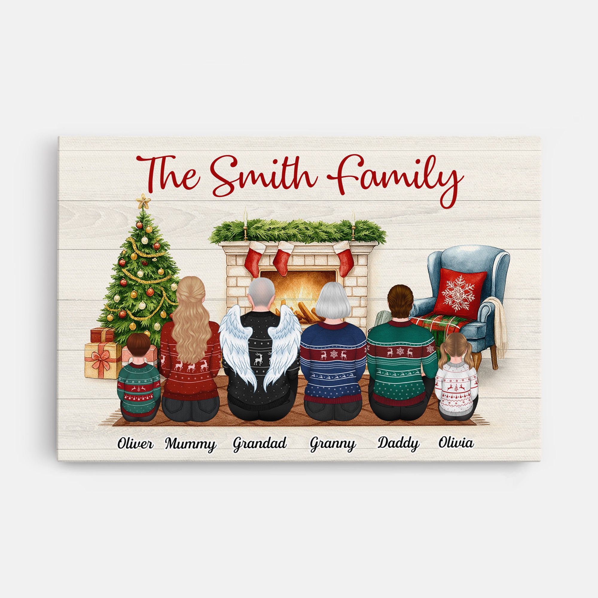 5864CUK1 personalized christmas gifts family sitting together canvas 5864C3YTI