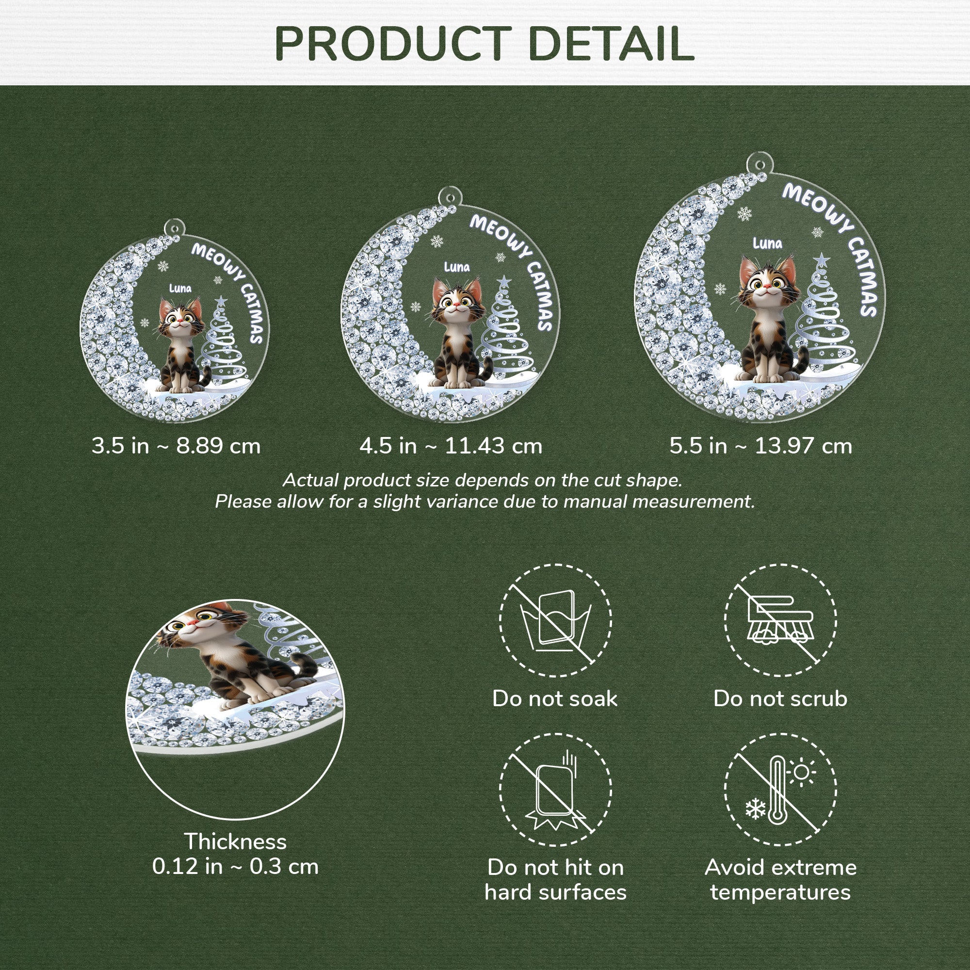 5867OUS3 3d printing effect acrylic cat christmas ornaments gifts for cat lovers 5867OKQMD