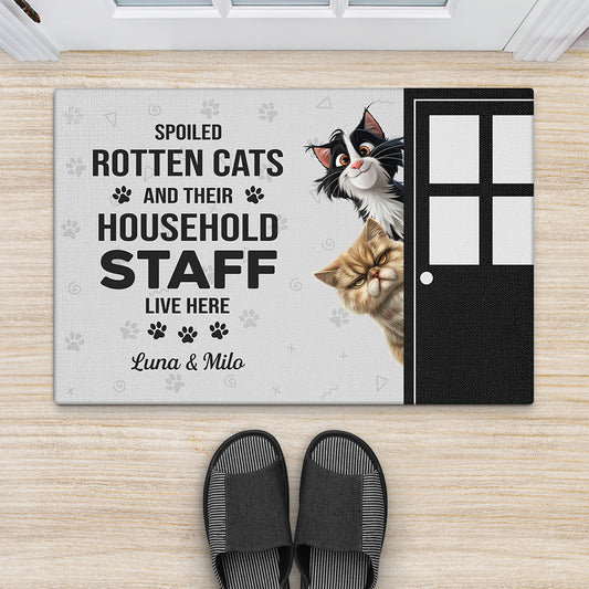 5870DUK2 personalized cat doormat spoiled rotten cats live here 5870D8ZTD