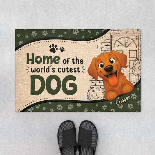 5872DUS1 home of the worlds cutest dog doormat_ custom dog lover gifts 5872D8LZC