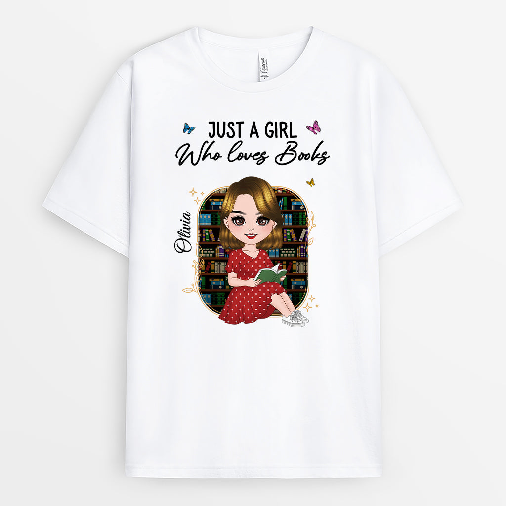 5874AUS1 just a girl who loves books shirt personalized gifts for book lovers 5874ATTMA