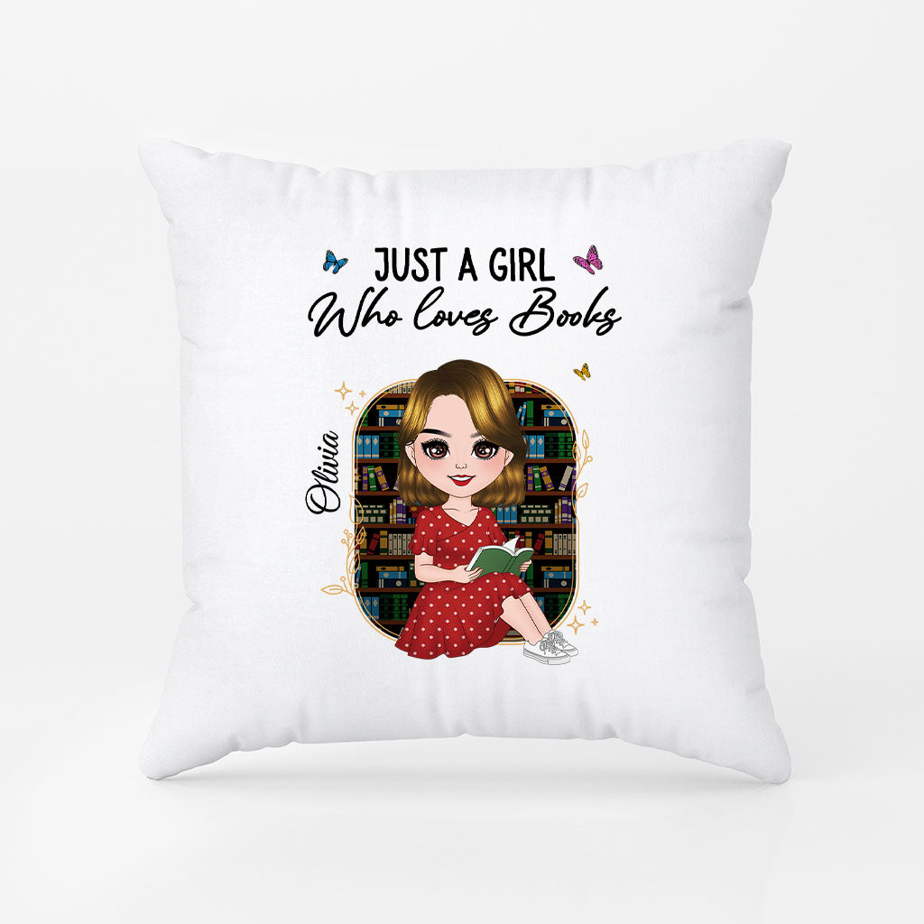 5874PUS1 just a girl who loves books pillow custom gifts for book lovers 5874PTTMA