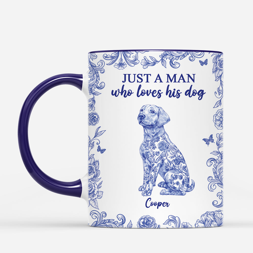 5876MUS2 personalized gifts for dog lovers blue toile dog mug 5876M8MZC