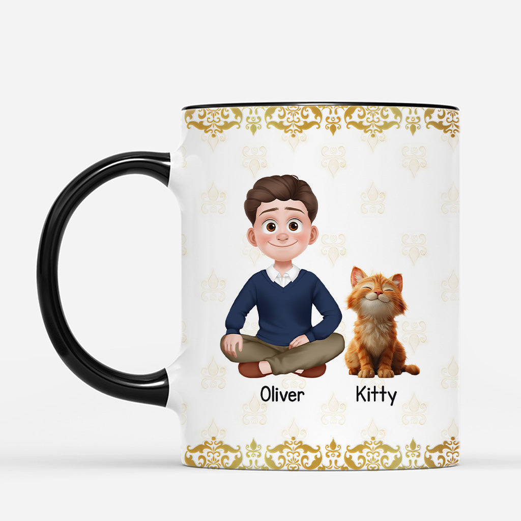 5884MUK2 personalized cat and owner mug_ just a girl who loves her cat 5884M3YMD