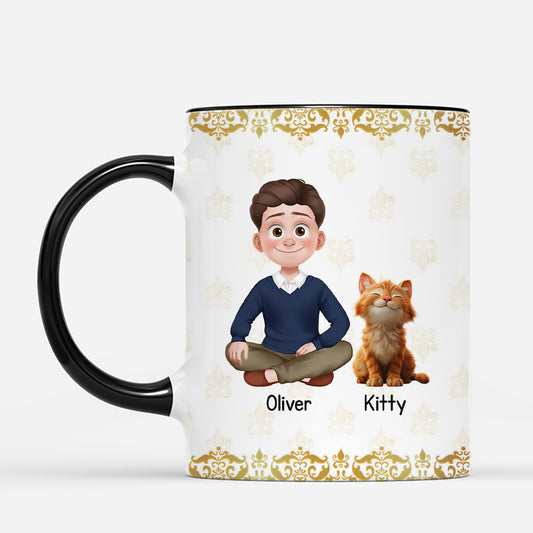 5884MUK2 personalized cat and owner mug_ just a girl who loves her cat 5884M3YMD