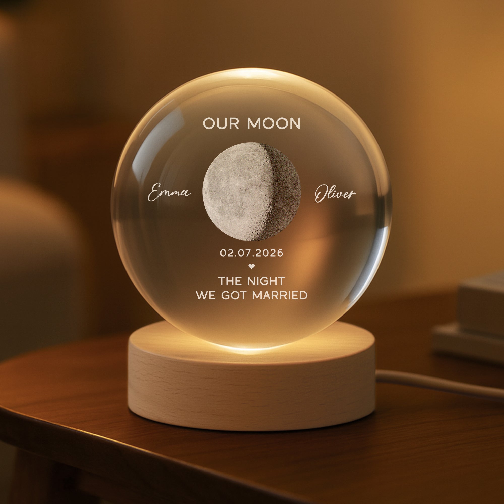 5885LUK2 personalised moon phase anniversary crystal ball lamp for couples 5885l8pzg