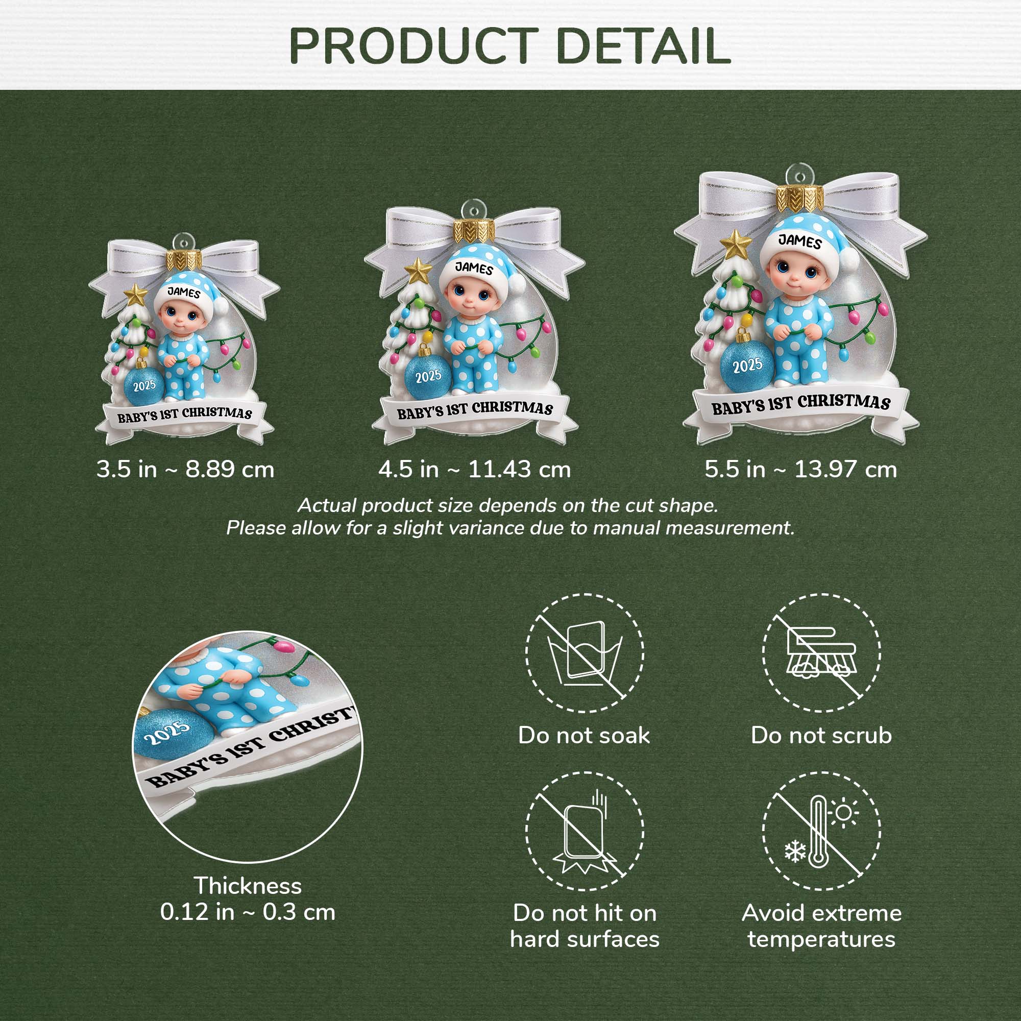 5921OUS3 3d printing effect personalized acrylic first christmas ornaments for newborns 5921O8HTK