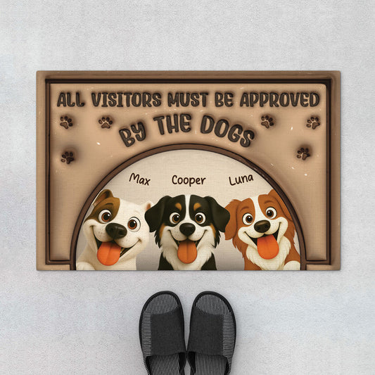 5931DUS1 all visitors must be approved by the dog door mat custom dog lover gifts 5931D6TAC_9a381636 f170 42e3 9e8f b8d12a6a51de