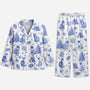 5938VUK1 blue toile cat pajamas personalized cat gifts for humans 5938V6ZMD