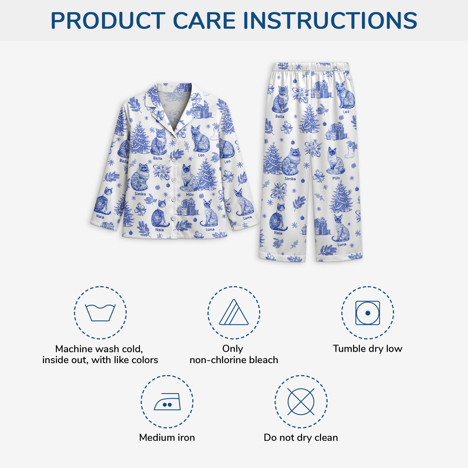 5938VUK4 blue toile cat pajamas personalized cat gifts for humans 5938V6ZMD