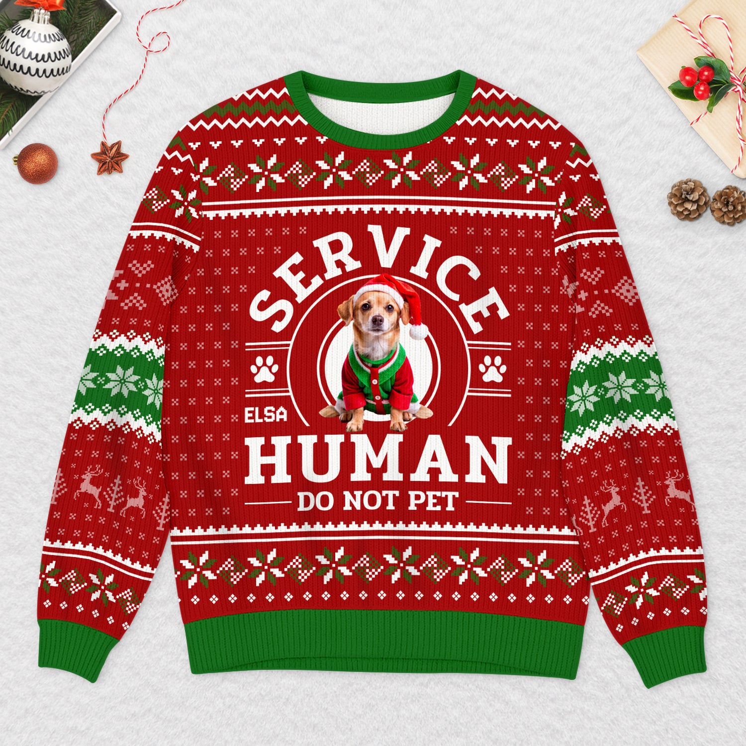 5943WUS2 personalized dog ugly christmas sweater service human do not pet_ 5943WKKNC