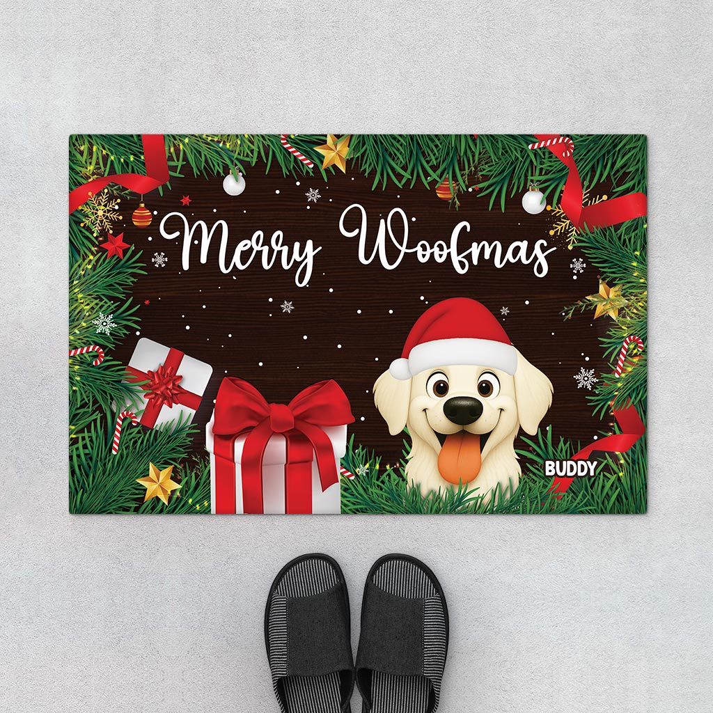 5974DUS1 merry woofmas doormat custom christmas gifts for dog lovers 5974DTKAC