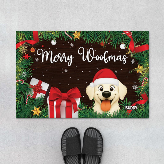 5974DUS1 merry woofmas doormat custom christmas gifts for dog lovers 5974DTKAC
