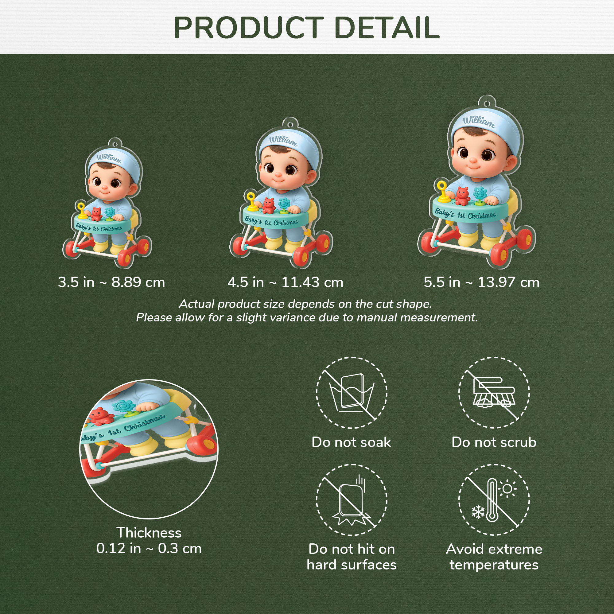 5976OUS3 3d printing effect personalized babys 1st christmas ornament acrylic 5976OKTQK