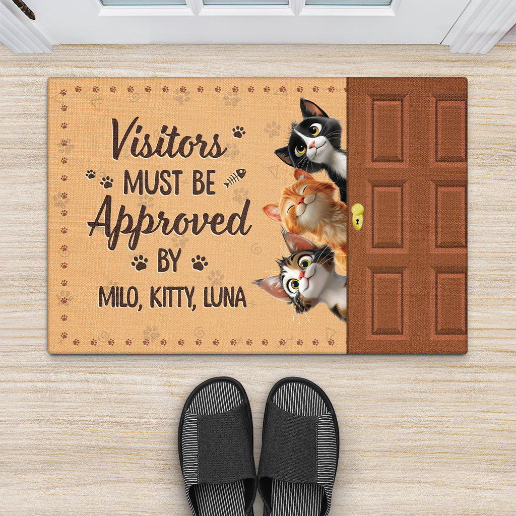5983DUS2 personalized cat doormat visitors must be approved by the cat 5983DTTCD_361c0460 6113 4979 a058 43f68521b148