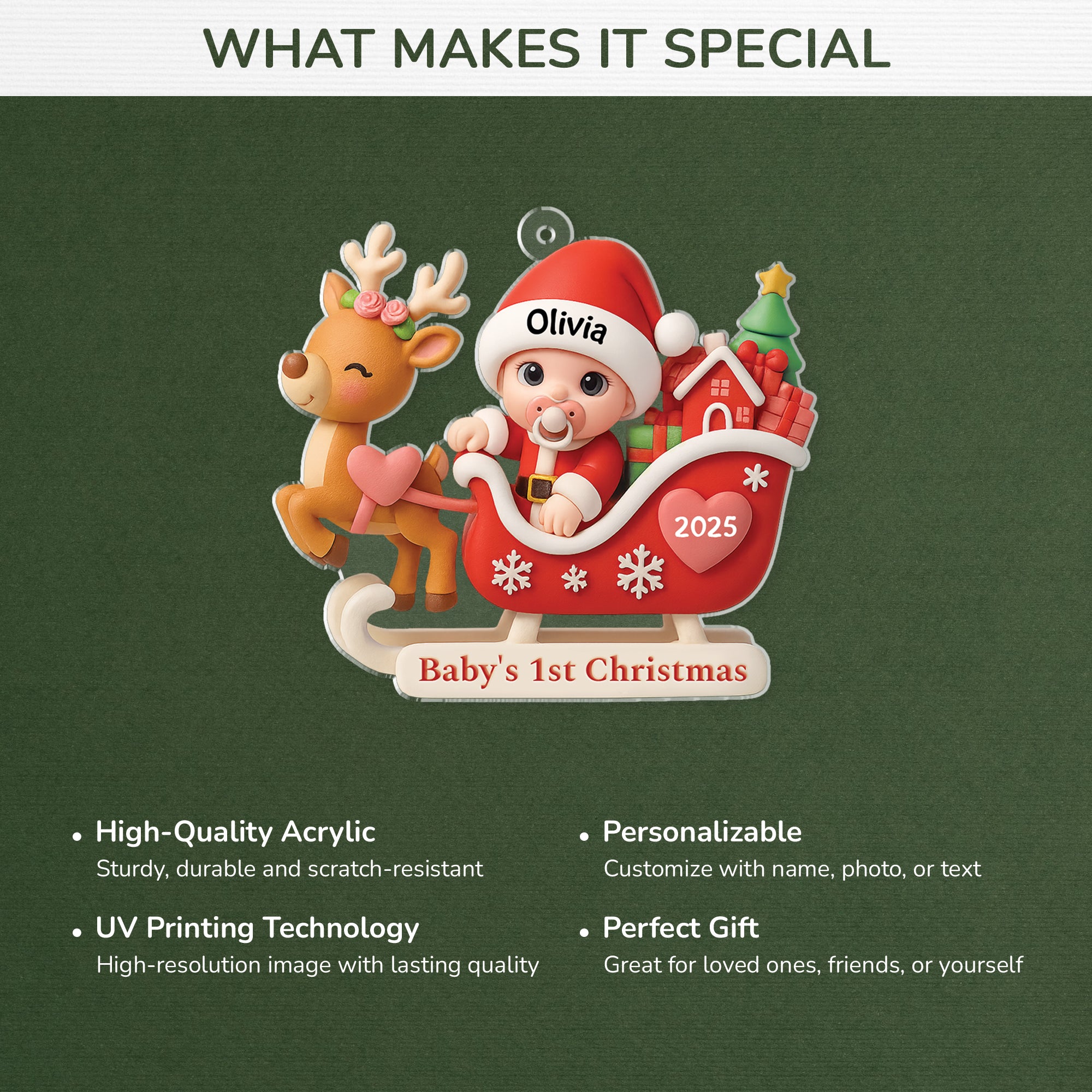 5989OUS4 3d printing effect personalized acrylic babys 1st christmas ornaments for newborns 5989O8LNK