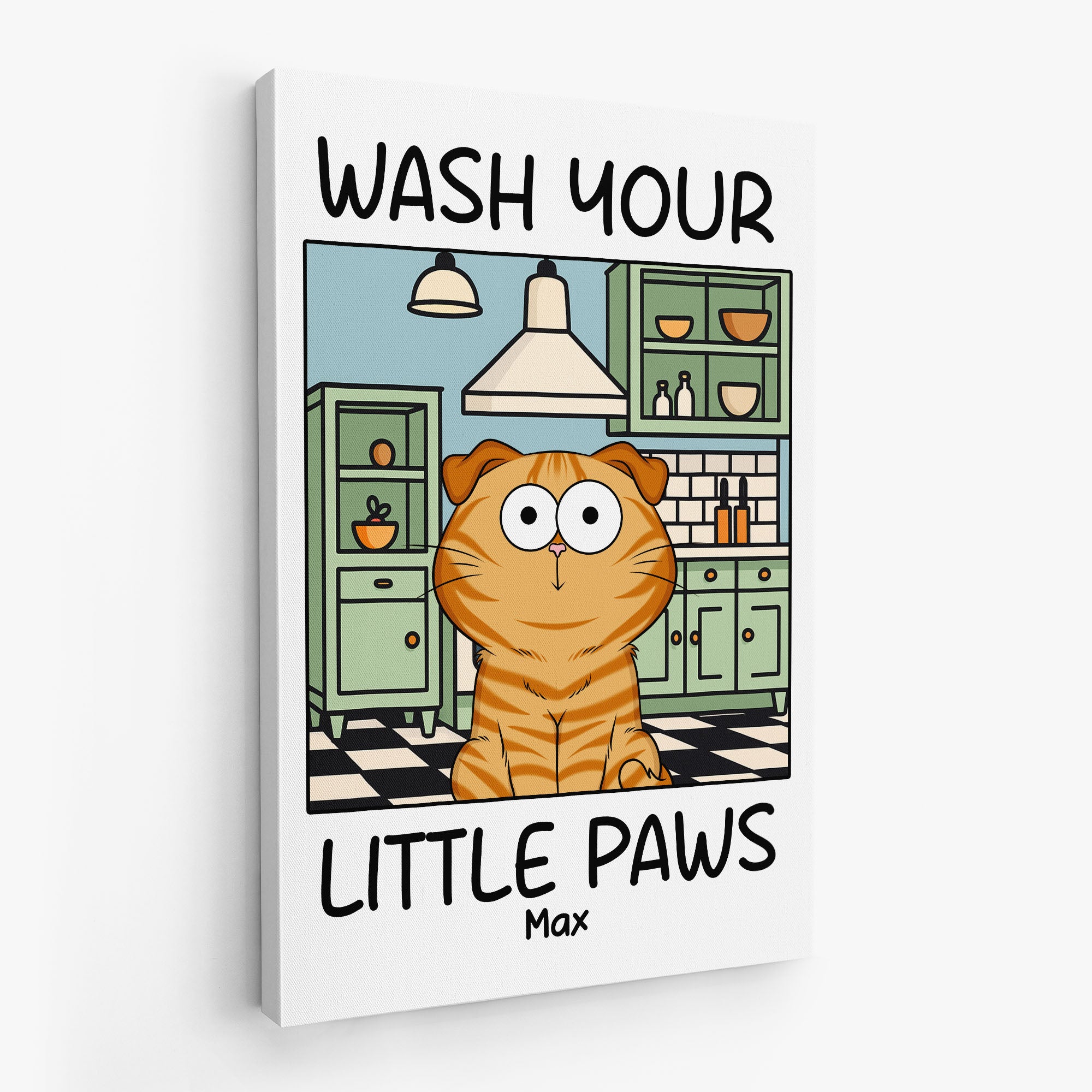 5990CUS1 personalized cat canvas wall art wash your little paws 5990C2