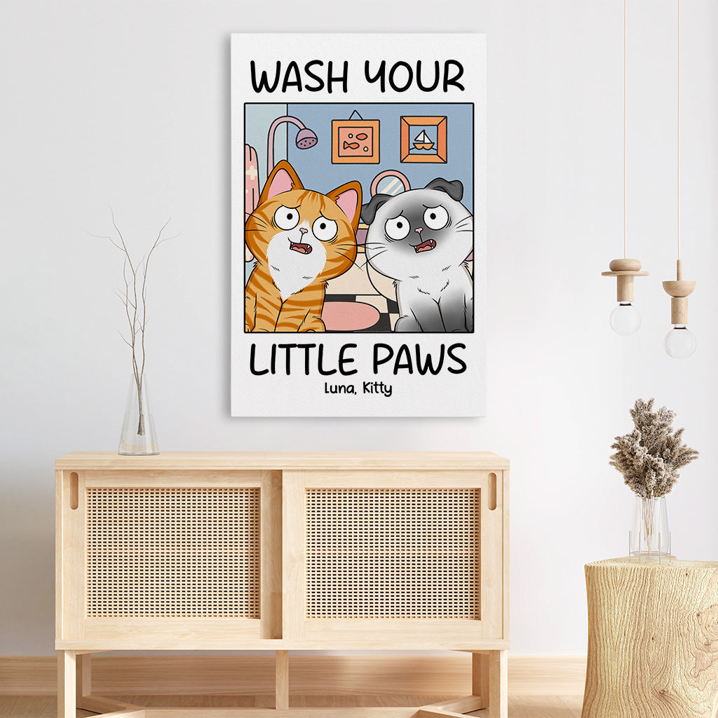 5990CUS1 personalized cat canvas wall art wash your little paws 5990C3