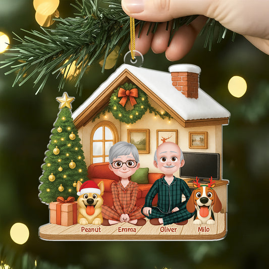 6032OUK2 couple with dog ornament custom acrylic christmas ornaments 6032OTZZC