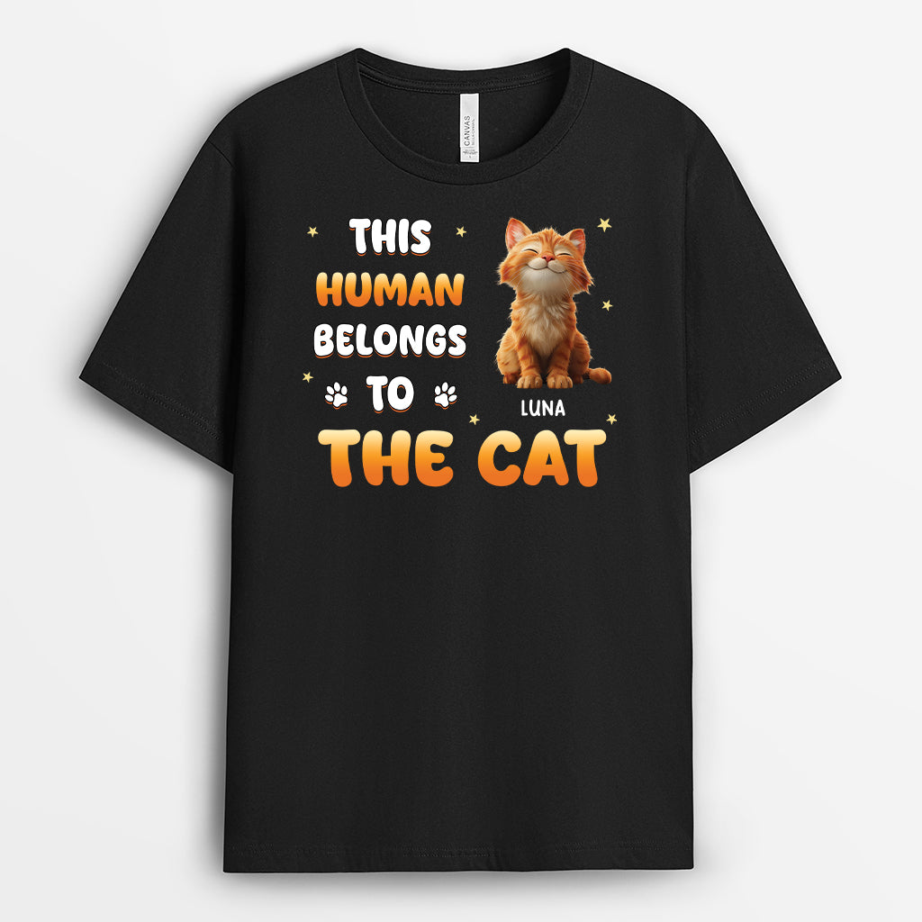 6055AUS1 this human belongs to shirt custom cat gifts for humans 6055A8FTC