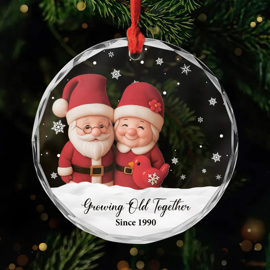 6070OUS1 glass santa christmas ornaments personalized gifts for couples 6070OKT5G