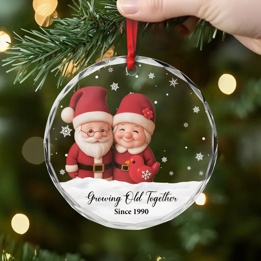 6070OUS2 glass santa christmas ornaments personalized gifts for couples 6070OKT5G