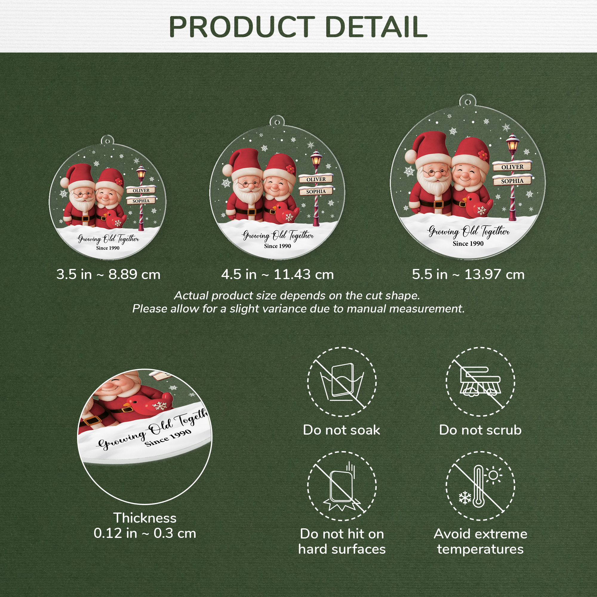 6070OUS3 santa christmas ornaments acrylic personalized gifts for couples 6070OKT5G