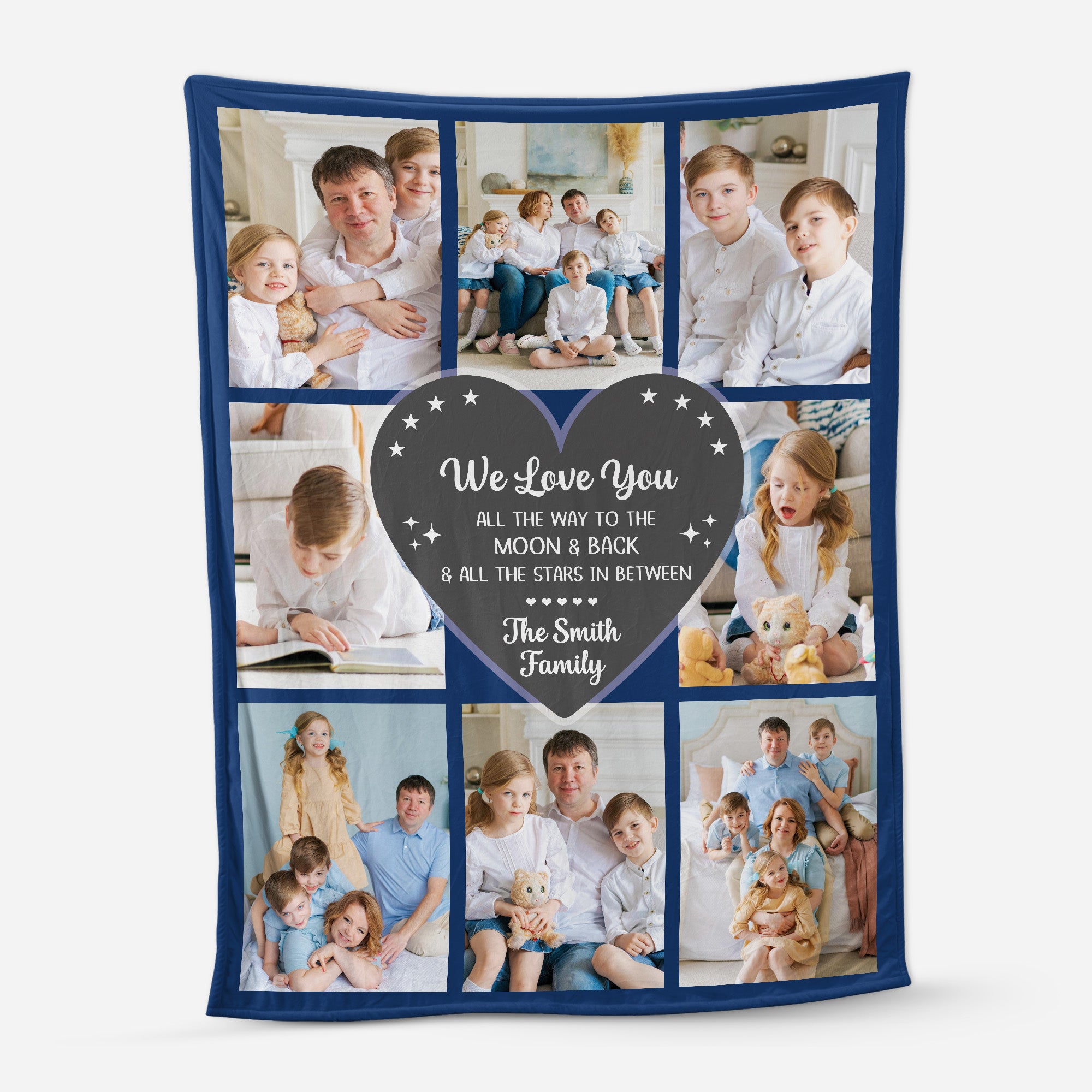 6073BUS1 _personalized family photo blanket love you all the way to the moon and back 6073B6PMI
