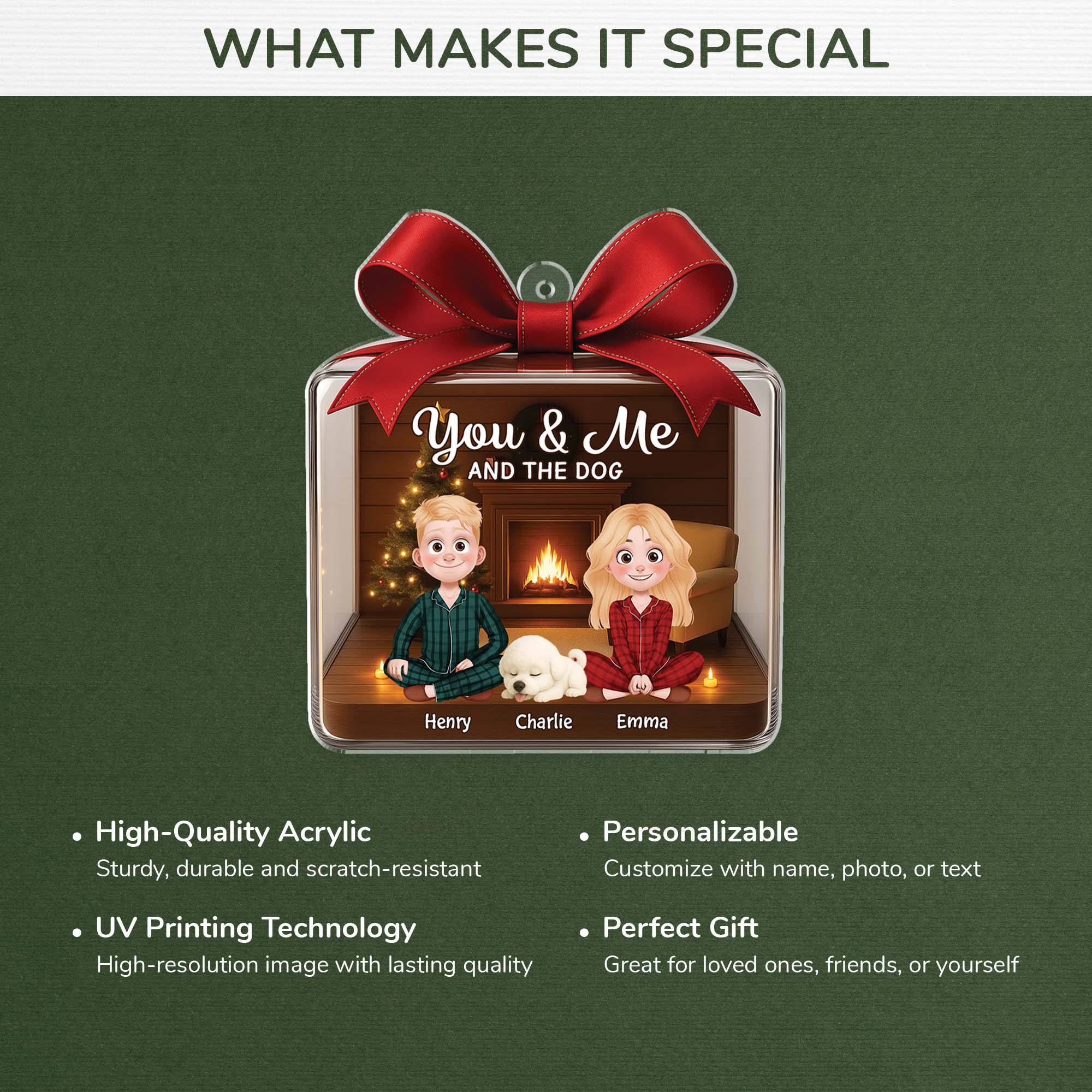 6075OUS4 personalized acrylic christmas ornaments you me and the dogs 6075O6MTC